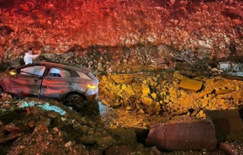 Fig 1: Post-blast assessment of a BYD Atto 3 in Jerusalem. Structural integrity maintained despite severe secondary impact